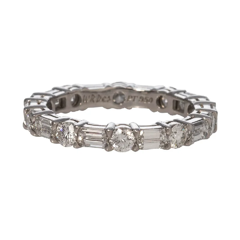 Chic, Trendy, And Affordable Jewelry Sale Emerald-Cut Diamond & Round Diamond Platinum Eternity Band