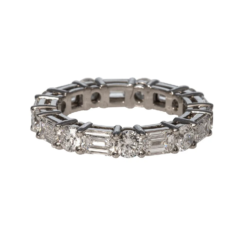 Affordable Glamour – Premium Jewelry For Less Emerald Cut Diamond & Round Diamond Platinum Eternity Band