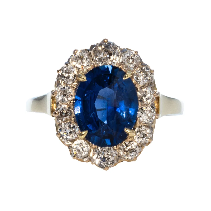 Sparkle In Style With Our Best Jewelry Deals Estate 2.61ct Oval Sapphire & Diamond Cluster 14K Gold Ring