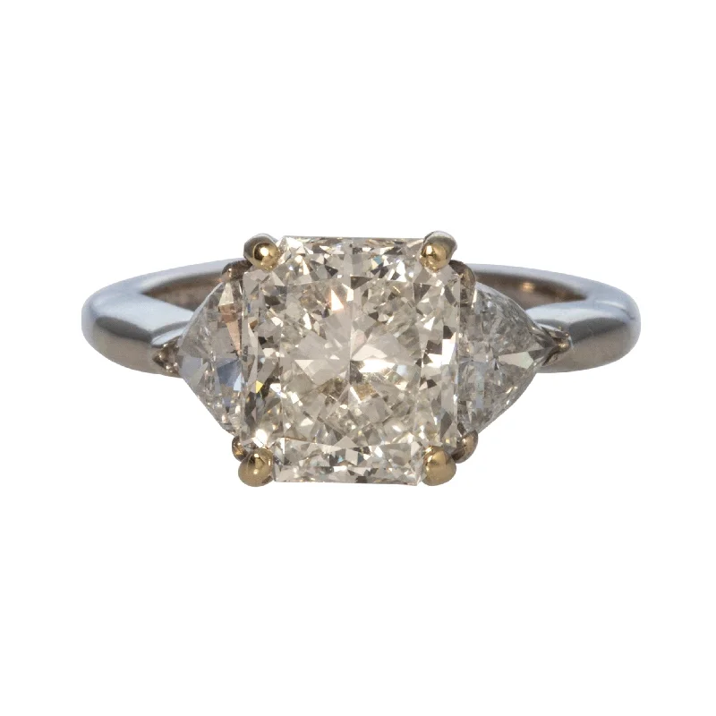 Limited-Time Jewelry Discounts – Shine Without The Splurge Estate 3.26ct Radiant Center & 1.0ct Trillian Side Diamond Platinum Ring