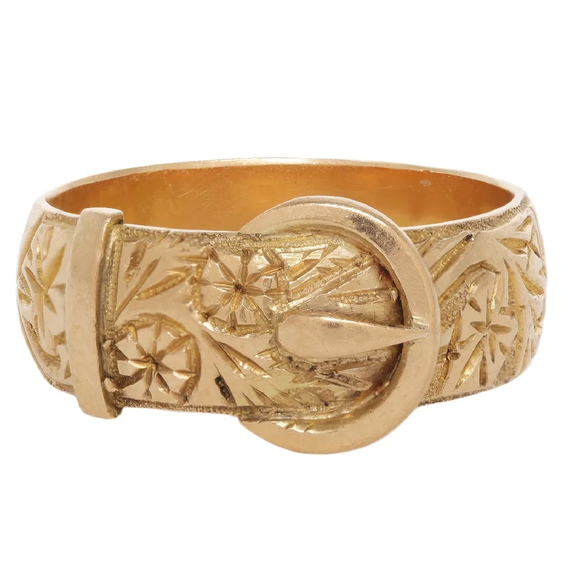 Elegant Jewelry Styles At Budget-Friendly Prices Gold Floral Engraved Buckle Ring