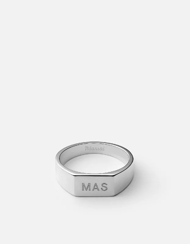 Shop Elegant Jewelry At Unbeatable Prices Geo Signet Ring, Sterling Silver/3 Letters