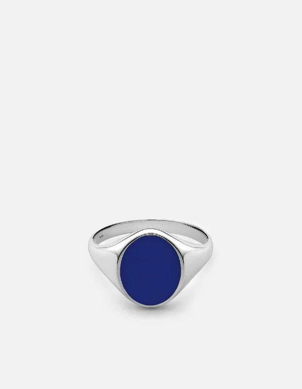 Fashion-Forward Geometric Jewelry For Contemporary Style Heritage Ring, Sterling Silver/Blue