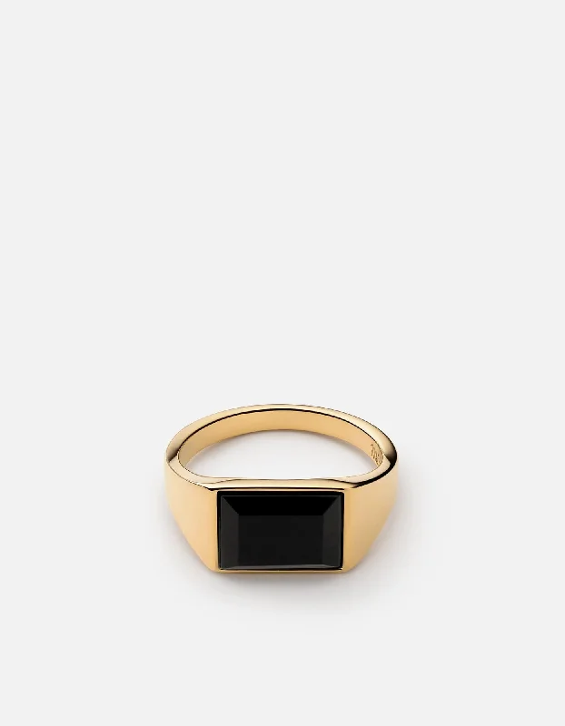 Get Ready To Sparkle – Special Jewelry Discounts Lennox Onyx Ring, Gold Vermeil