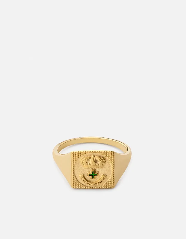 Luxury Handcrafted Jewelry For Elegant Looks Lineage Ring, Gold Vermeil/Green