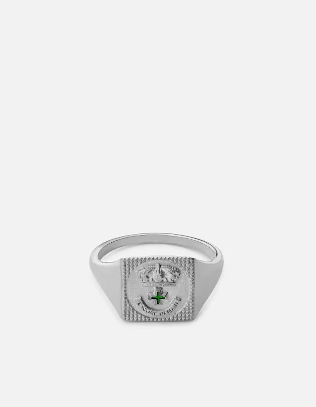 Affordable Gold-Plated Jewelry For Modern Fashion Lineage Ring, Sterling Silver/Green