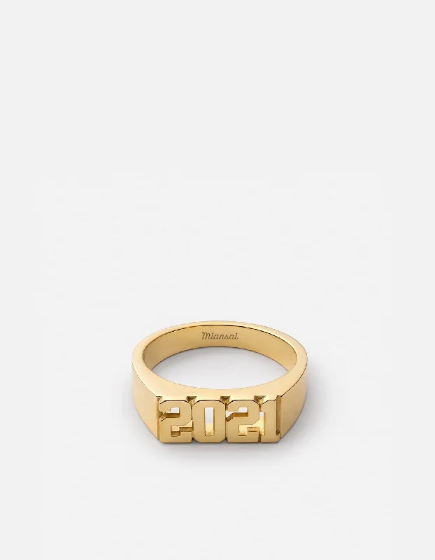 Modern Statement Jewelry For Bold Styling Numero Ring, 14K Gold