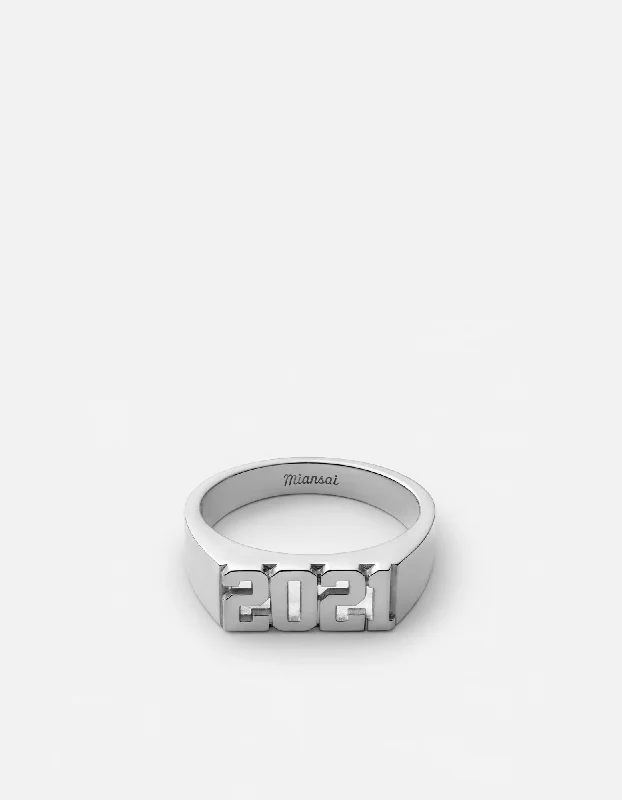 Delicate Crystal Jewelry For Sophisticated Charm Numero Ring, Sterling Silver