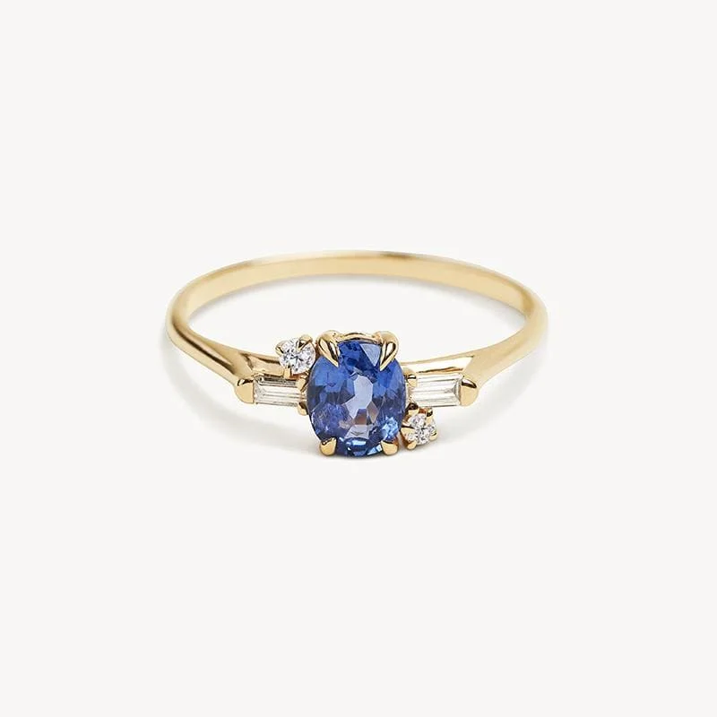 Must-Have Jewelry At Unbelievable Discounts Oval Geo Blue Sapphire and Diamond Ring