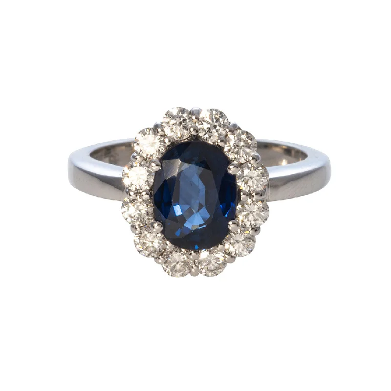 Exclusive Jewelry Sale Event – Shop Now Oval Sapphire & Diamond Halo 18K White Gold Ring