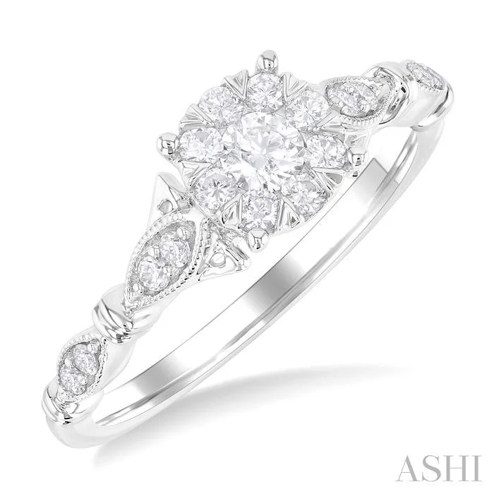 Dainty And Elegant Jewelry Now At Reduced Prices ROUND SHAPE LOVEBRIGHT DIAMOND ENGAGEMENT RING