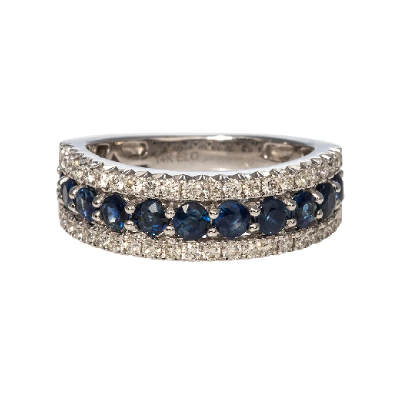 Shine Without Limits – Jewelry Sale Happening Now 1.37ct Sapphire & .5ct Diamond 14K White Gold Anniversary Ring