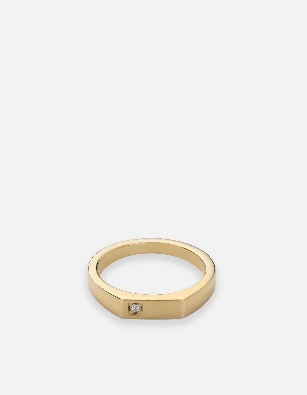 Elegant Jewelry Styles At Budget-Friendly Prices Slim Geo Diamond Ring, Gold Vermeil
