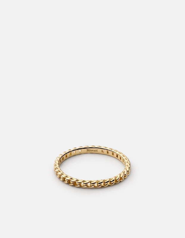 Fashion-Forward Jewelry At Incredible Prices Thin Cuban Link Ring, Gold Vermeil