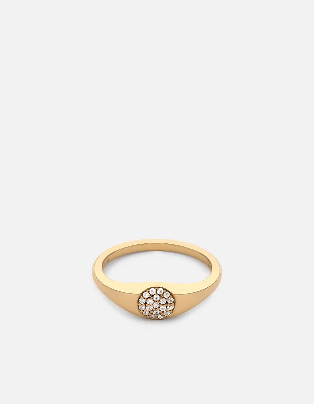 Affordable Glamour – Premium Jewelry At Special Prices Thin Horizon Signet Ring, Gold Vermeil/Sapphire