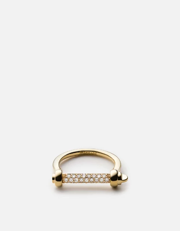 Buy More, Save More On Stunning Jewelry Pieces Thin Screw Cuff Ring, 14k Gold Pavé Bar