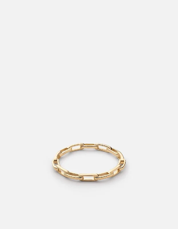 Grab Your Favorite Jewelry At The Lowest Prices Thin Volt Link Ring, Gold Vermeil