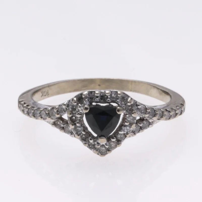 Exclusive Gemstone Jewelry At Special Prices 10k White Gold Sapphire and Diamond Ring | 0.295ct, 0.34ctw | SZ 4.75