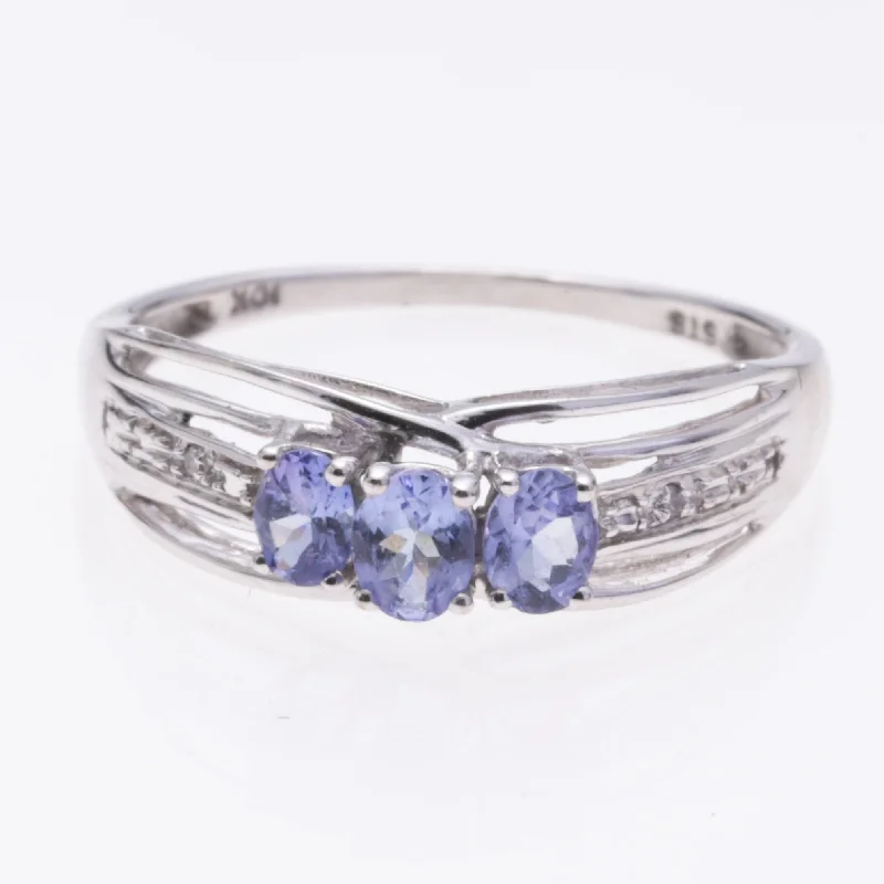 Affordable Elegance – Premium Jewelry At Special Prices 10K White Gold Tanzanite and Diamond Ring | 0.53ctw, 0.01ctw | SZ 7.75