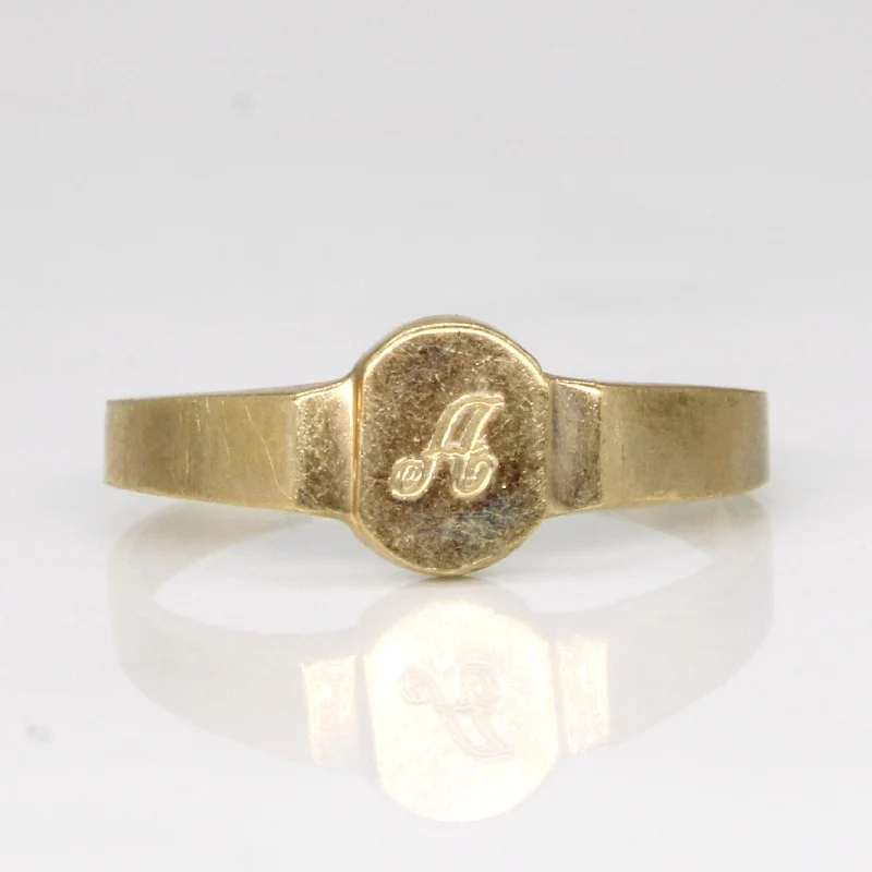 Stunning Jewelry At Even More Stunning Prices 10k Yellow Gold 'A' Signet Ring | SZ 4.25 |