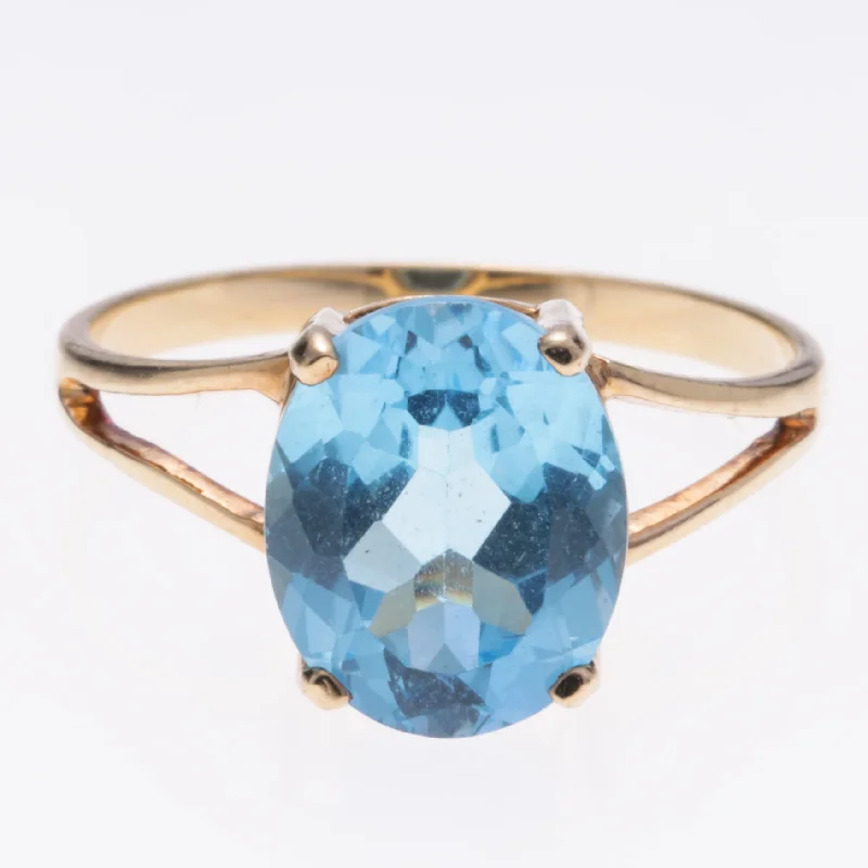 Your Perfect Accessory At The Perfect Price 10K Yellow Gold Blue Topaz Ring | 4.82ct | SZ 7.75