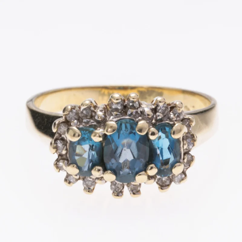 Jewelry Clearance Event – Last Chance For Stunning Deals 10K Yellow Gold Blue Tourmaline and Diamond Ring | 0.88ctw, 0.09ctw | SZ 5.5