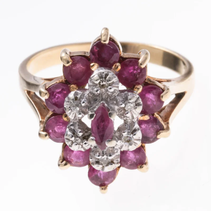 High-Quality Gemstone Jewelry For Special Occasions 10K Yellow Gold Synthetic Ruby and Diamond Ring | 0.54ctw, 0.025ctw | SZ 7.75