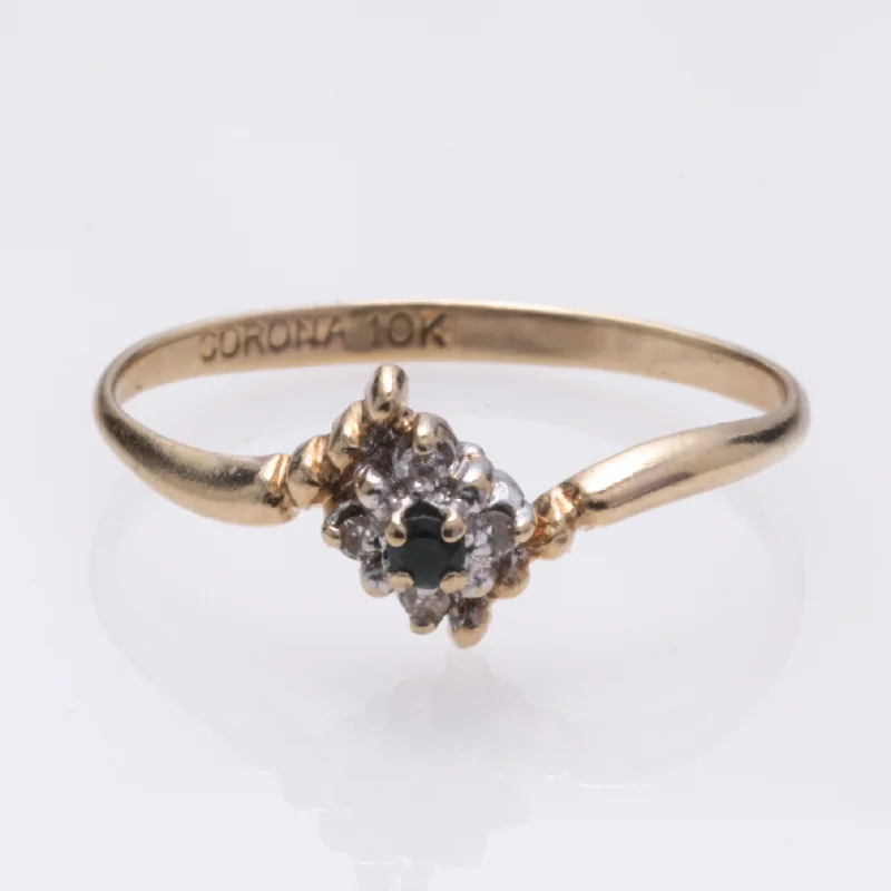 Unique Jewelry For Less – Shop The Sale Now 10k Yellow Gold Sapphire and Diamond Ring | 0.03ct, 0.06ctw | SZ 6.25