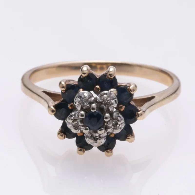 Exclusive Jewelry Markdowns – Limited-Time Offer 10k Yellow Gold Sapphire and Diamond Ring | 0.12ctw, 0.025ctw | SZ 6.5