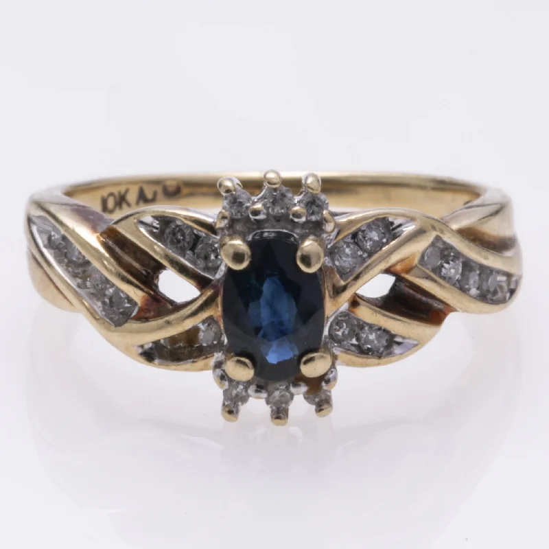 Elegant Jewelry, Affordable Luxury – Shop Now 10k Yellow Gold Sapphire and Diamond Ring | 0.45ct, 0.27ctw | SZ 7