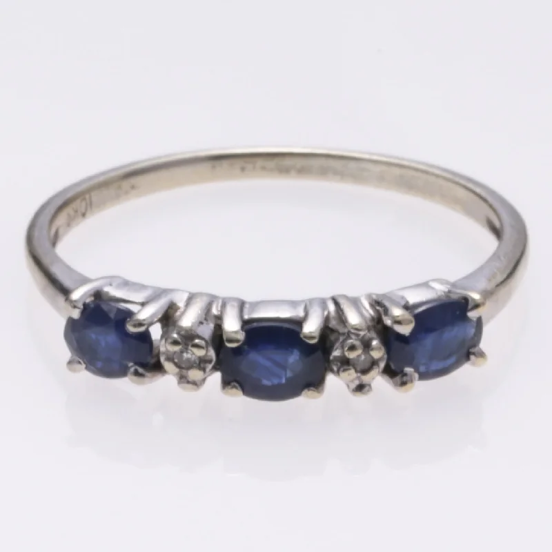 Special Sale On Handcrafted Jewelry – Shop Today 10k White Gold Sapphire and Diamond Ring | 0.55ctw, 0.01ctw | SZ 7