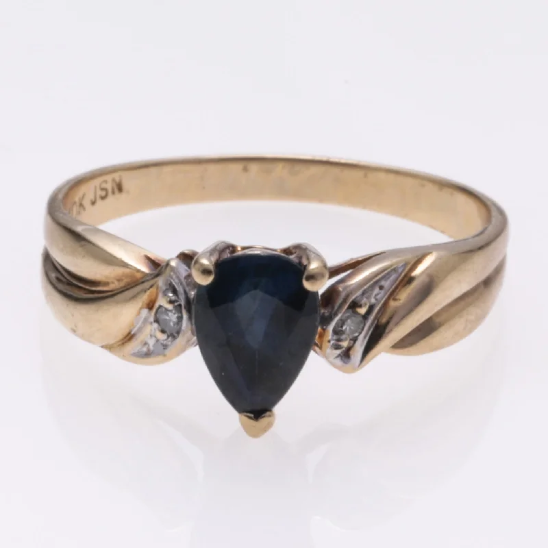 Jewelry Clearance Sale – Final Reductions 10k Yellow Gold Sapphire and Diamond Ring | 0.95ct, 0.02ctw | SZ 7.5