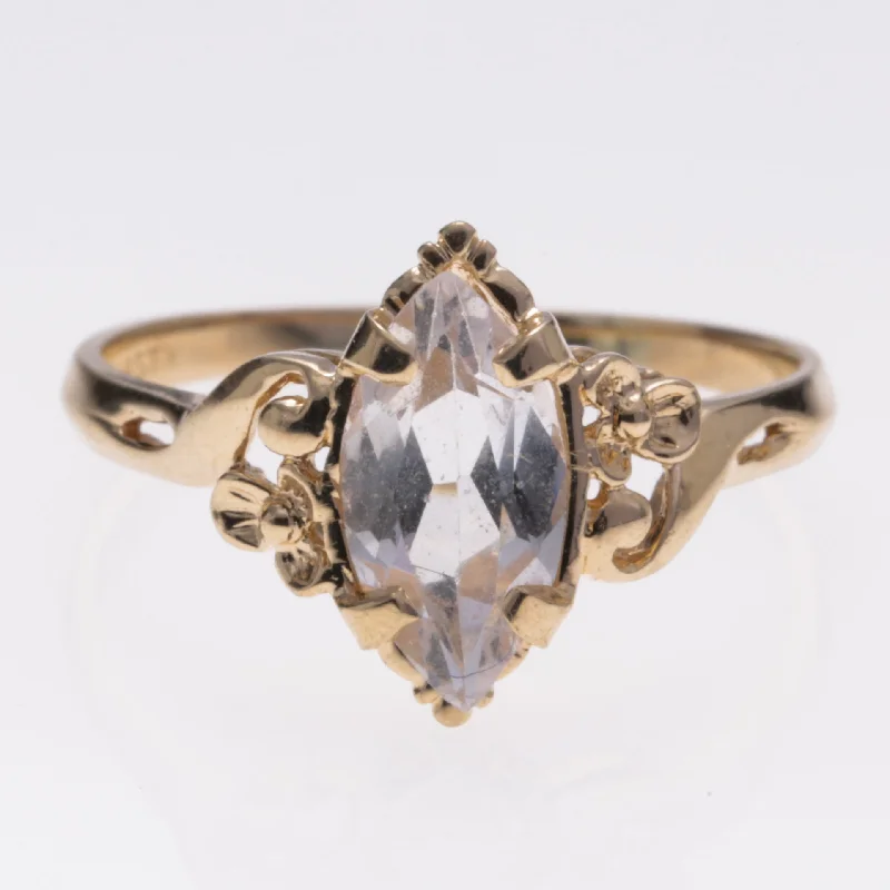 Luxury Handcrafted Jewelry For Elegant Looks 10K Yellow Gold White Topaz Ring | 1.33ctw | SZ 7.75