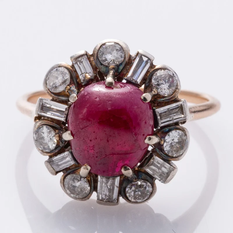 Affordable Luxury Jewelry For Every Occasion 14K Rose and White Gold Ruby and Diamond Ring | 4.39ct, 0.92ctw | SZ 7.75 |