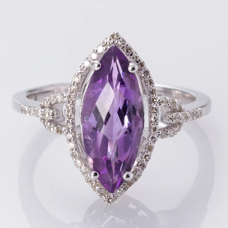 Fashion-Forward Jewelry At Incredible Prices 14K Amethyst and Diamond Ring | 2.50ct, 0.25ctw | SZ 7