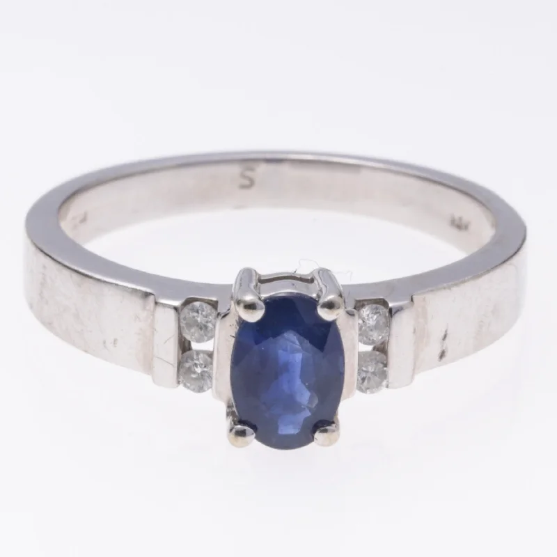 Jewelry Clearance – Final Chance To Save Big 14k White Gold Sapphire and Diamond Ring | 0.59ct, 0.08ctw | SZ 6.5