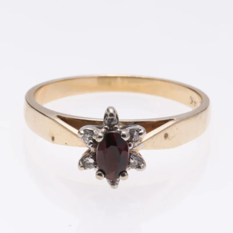 Waterproof Stainless Steel Jewelry For Lasting Beauty 14K Yellow Gold Almandite/Garnet and Diamond Ring | 0.25ct, 0.03ctw | SZ 6