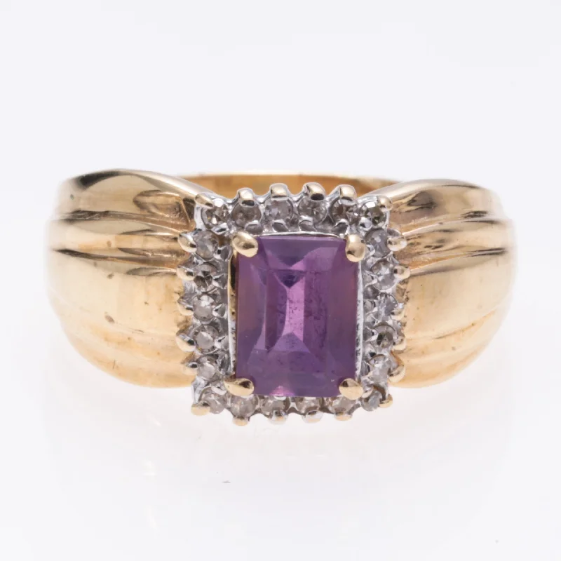 Clearance Sale On High-End Jewelry Collections 14K Yellow Gold Amethyst and Diamond Ring | 1.00ct, 0.11ctw | SZ 7