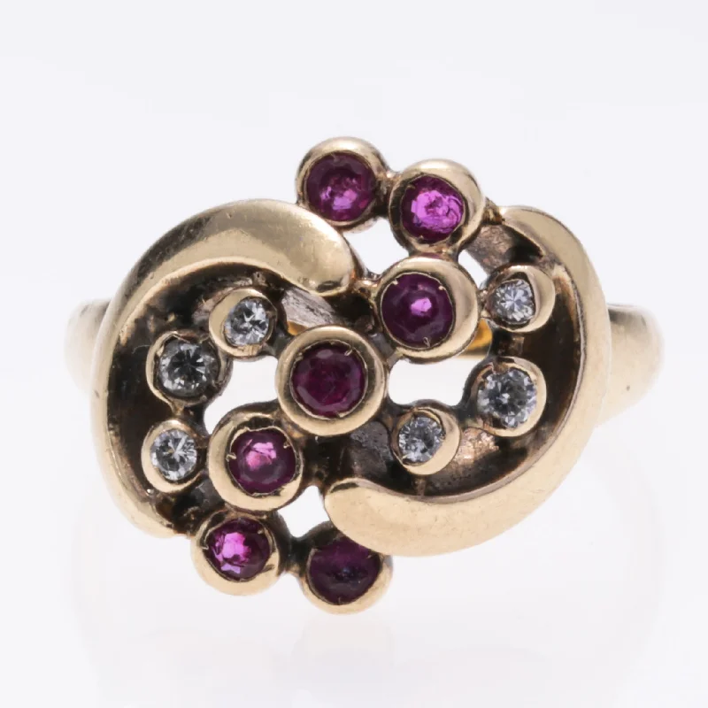 Luxury Jewelry Now At Special Promotional Rates 14K Yellow Gold Pyrope Garnet and Diamond Ring | 0.36ctw, 0.12ctw | SZ 6.5