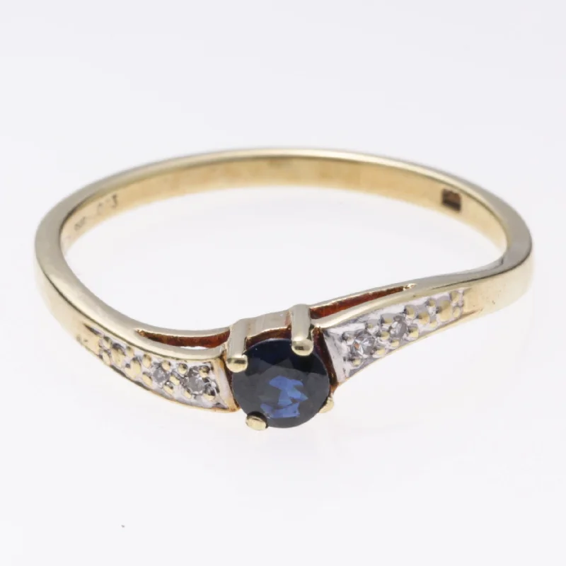 The Ultimate Jewelry Sale – Shop Premium Styles 14k Yellow Gold Sapphire and Diamond Ring | 0.19ct, 0.03ctw | SZ 6.75