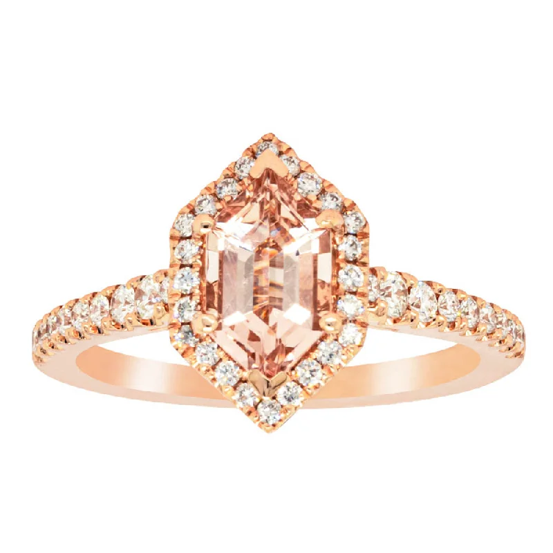 Modern Jewelry At Exclusive Discounts – Shop Today 18ct Rose Gold .99ct Morganite & Diamond Mini Sierra Ring