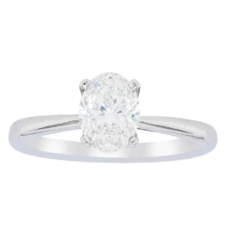 Shop Dazzling Jewelry At The Best Prices 18ct White Gold 1.00ct Oval Cut Diamond Royale Ring