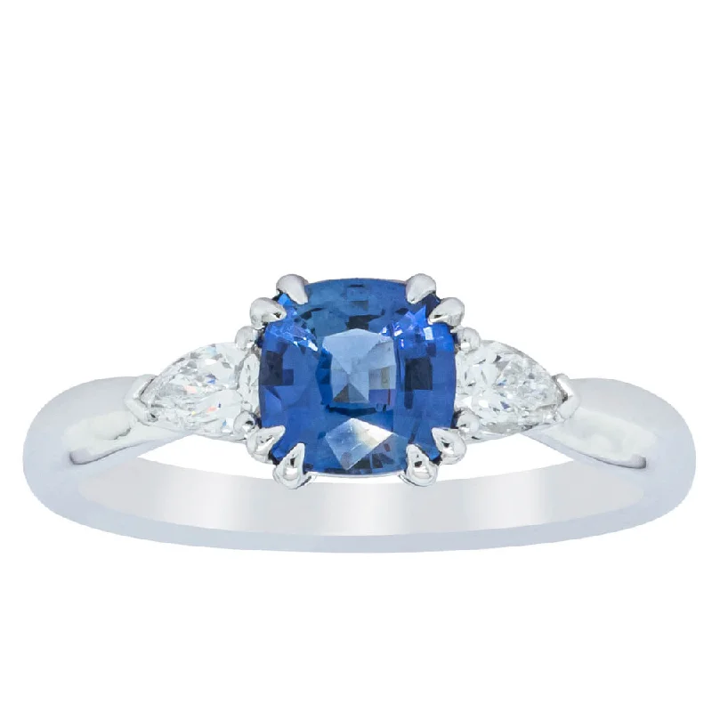 Unmissable Deals On Handmade Jewelry Collections 18ct White Gold 1.03ct Cushion Sapphire & Diamond Ayla Ring