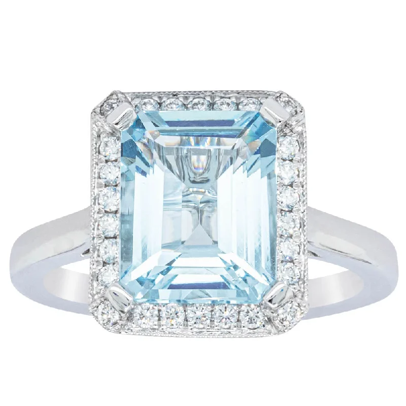 Chic And Stylish Jewelry At Discounted Prices 18ct White Gold 2.55ct Aquamarine & Diamond Empire Ring