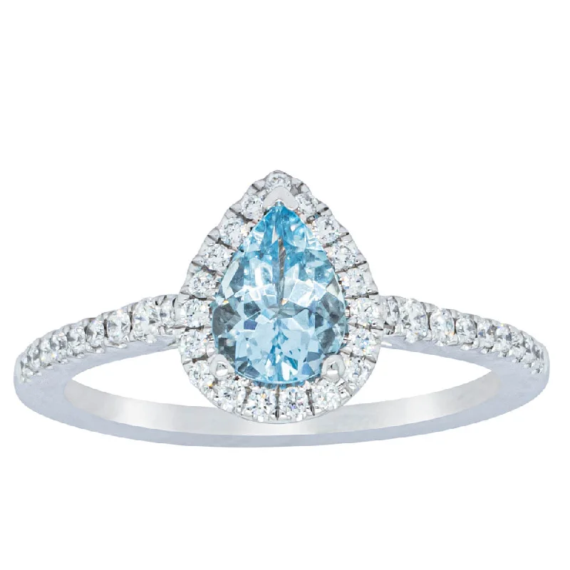 Seasonal Jewelry Clearance – Best Styles At The Lowest Prices 18ct White Gold .56ct Aquamarine & Diamond Mini Sierra Ring