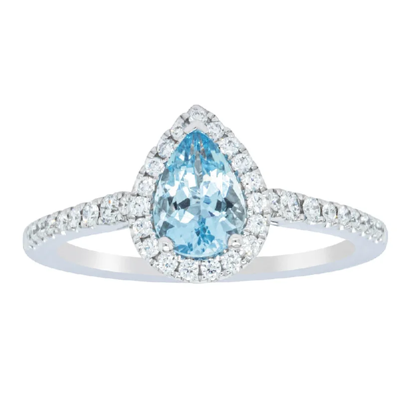 Make Every Moment Shine – Jewelry Discounts Available 18ct White Gold .66ct Aquamarine & Diamond Mini Sierra Ring