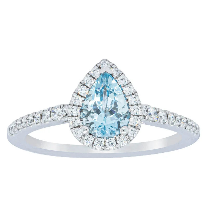 Breathtaking Jewelry At Limited-Time Savings 18ct White Gold .67ct Aquamarine & Diamond Mini Sierra Ring