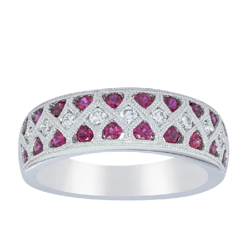 Elegant Jewelry, Exclusive Prices – Shop Now 18ct White Gold Ruby & Diamond Honour Band