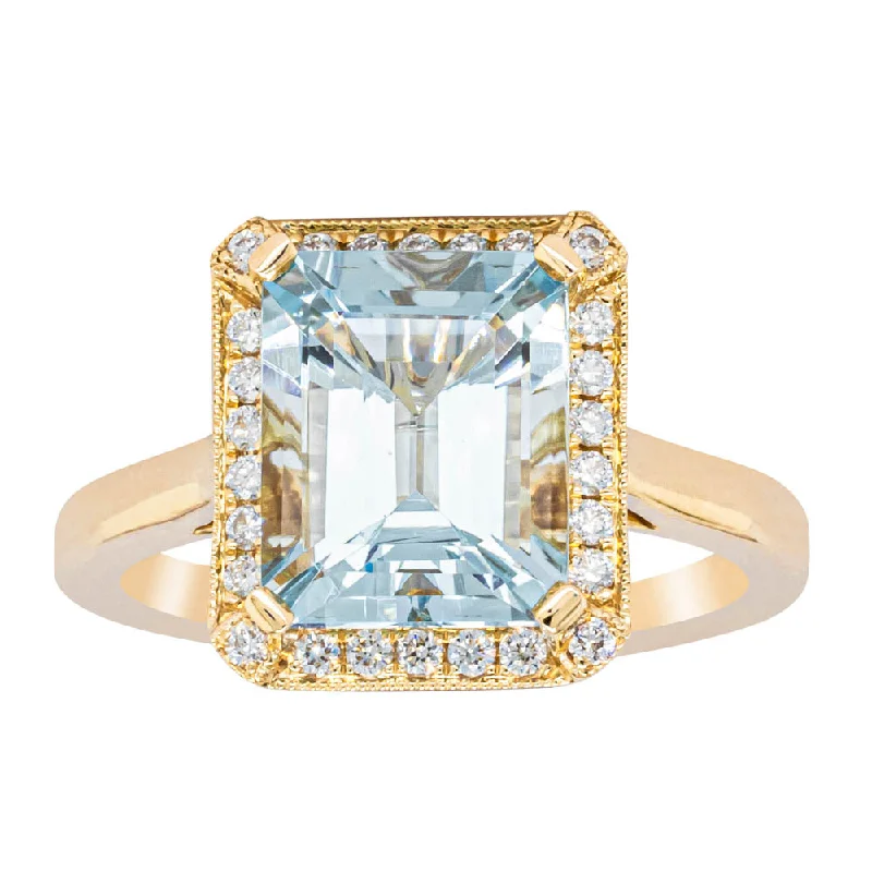 Premium Jewelry At Promotional Prices – Shine Today 18ct Yellow Gold 3.16ct Aquamarine & Diamond Empire Ring