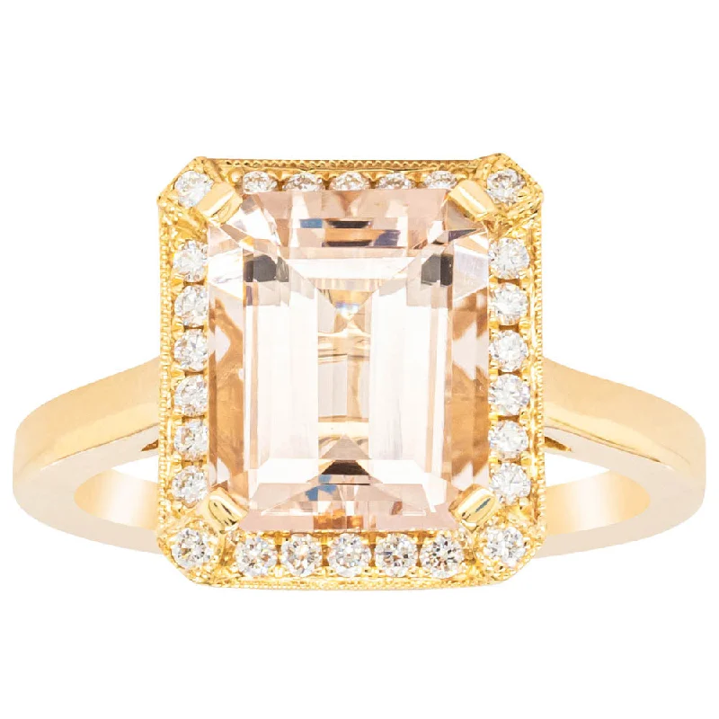 The Jewelry Sale You've Been Waiting For Is Here 18ct Yellow Gold 3.19ct Morganite & Diamond Empire Ring